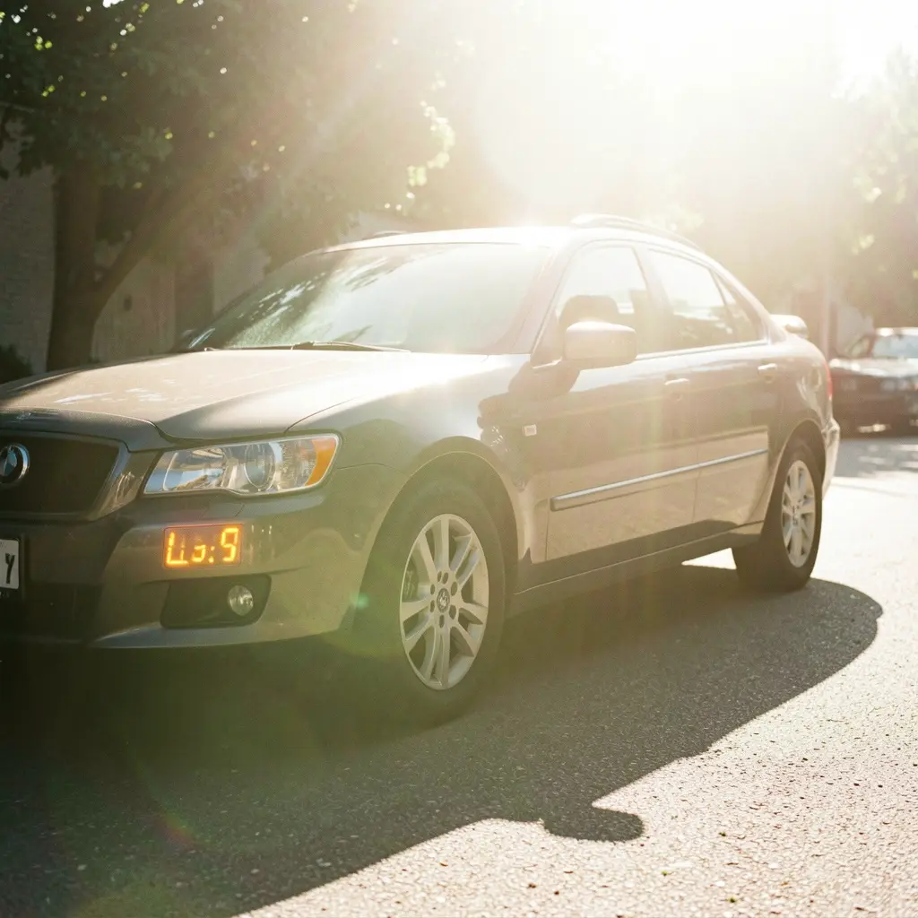 Car parked in direct Adelaide summer sun showing the temperature difference between tinted and untinted windows demonstrated by Tint Bros Adelaide