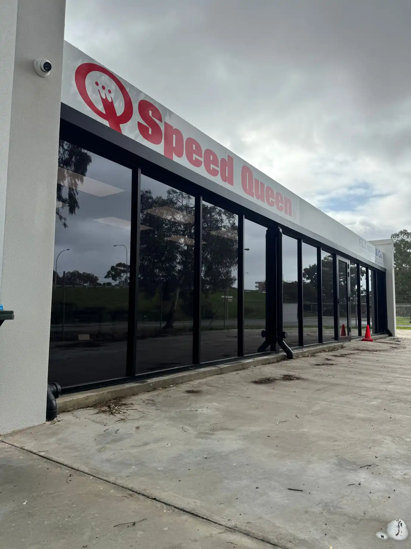 Architectural window tint on a modern office facade