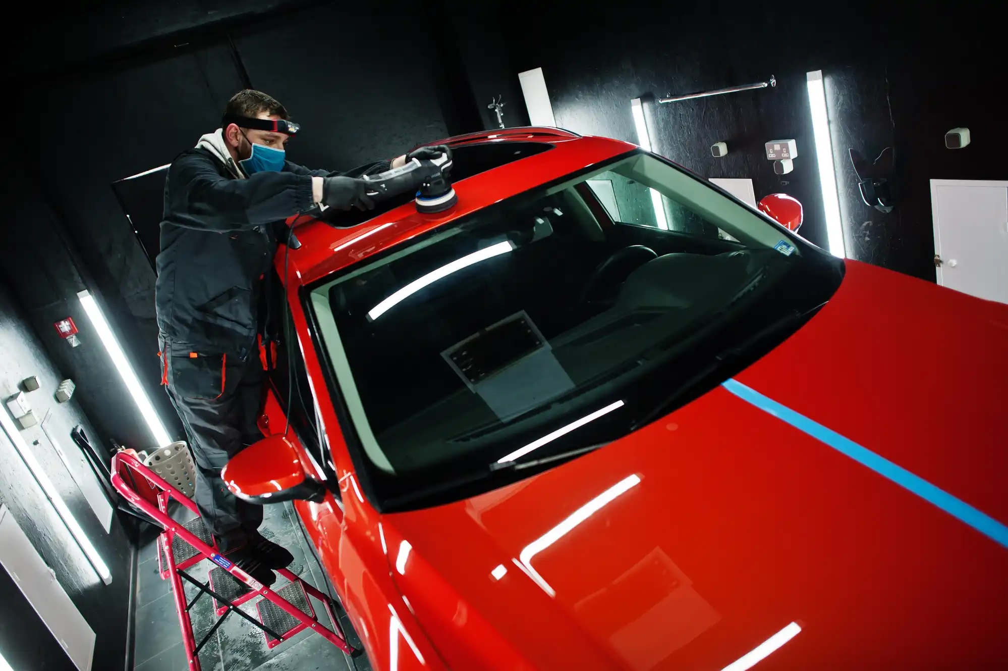 Professional automotive tinting workshop